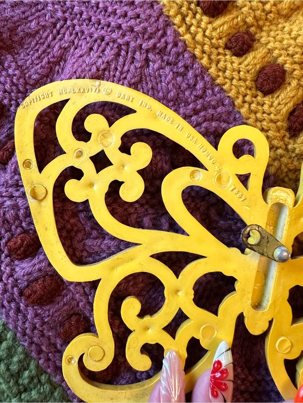 Homco Yellow Butterfly Groovy Wall Decor Hanger On Back